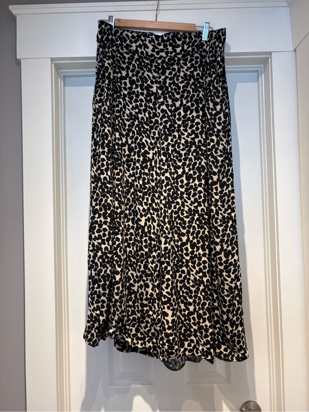 H&M Black and Cream Leopard-Print Wide-leg Trousers